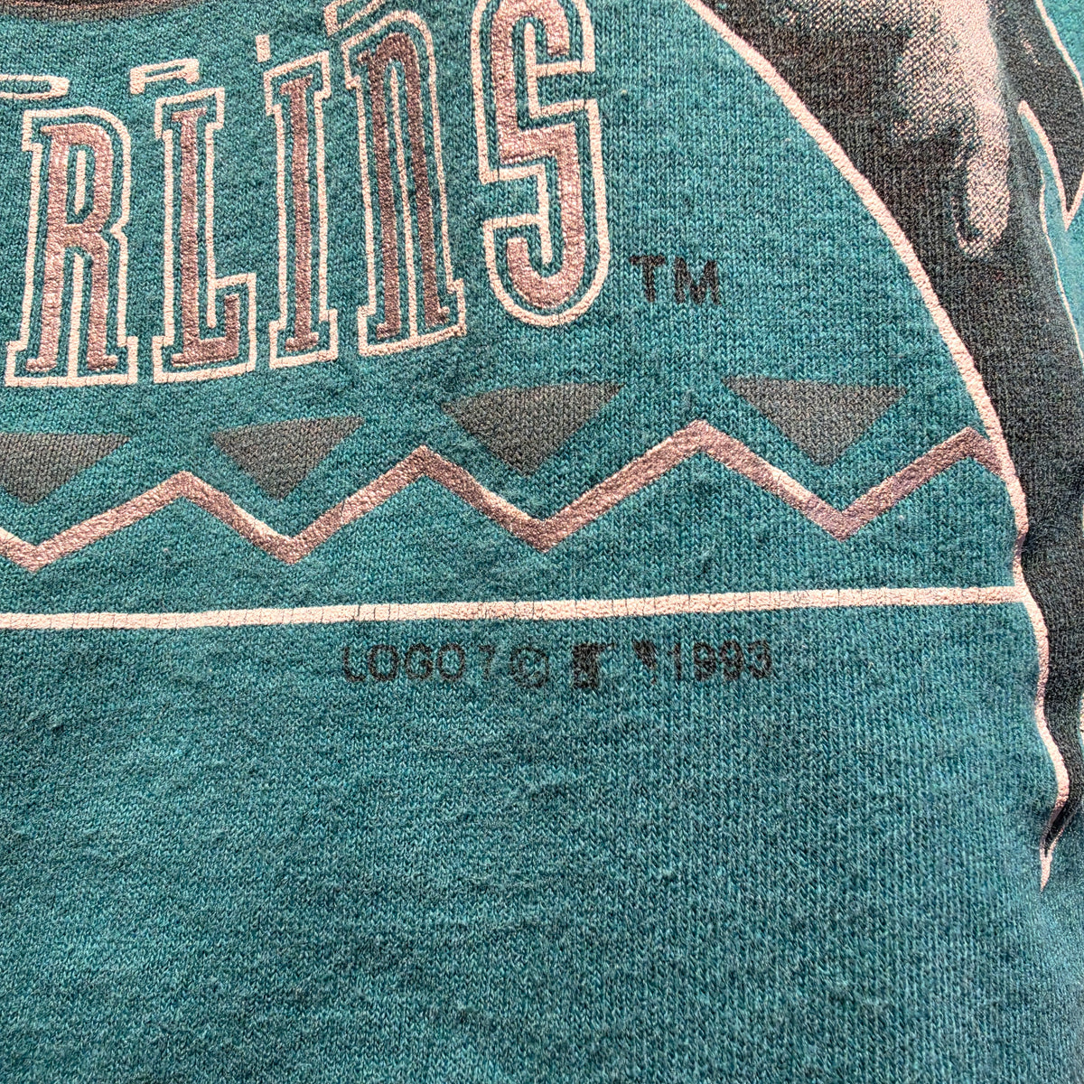 VTG 1993 Logo 7 Florida Marlins Teal Short Sleeve T-Shirt Single Stitch: Medium