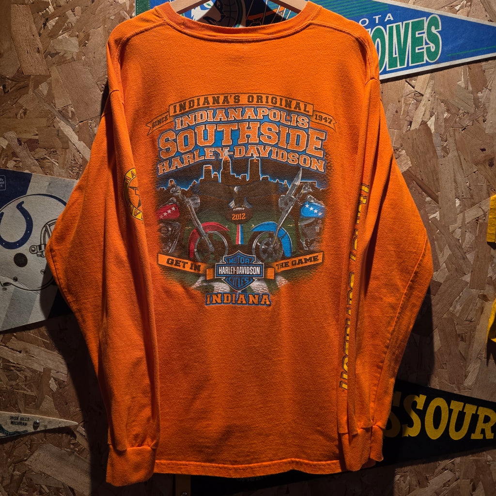 2012 Harley Davidson Orange Long Sleeve T-Shirt Indianapolis: XL
