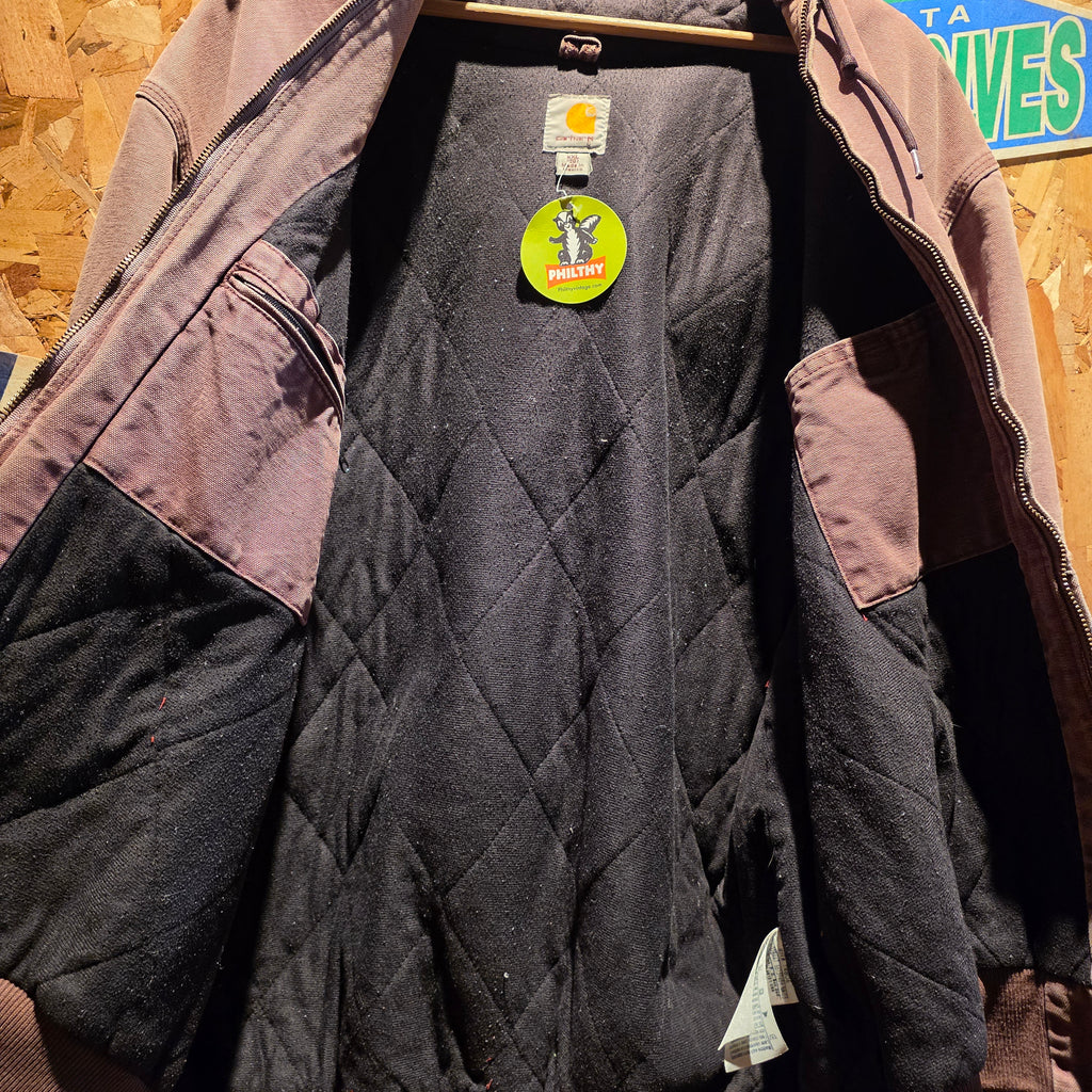 Carhartt WJ130 DPM Active Jacket Womens Purple Canvas Quilted Hooded Coat: XXL