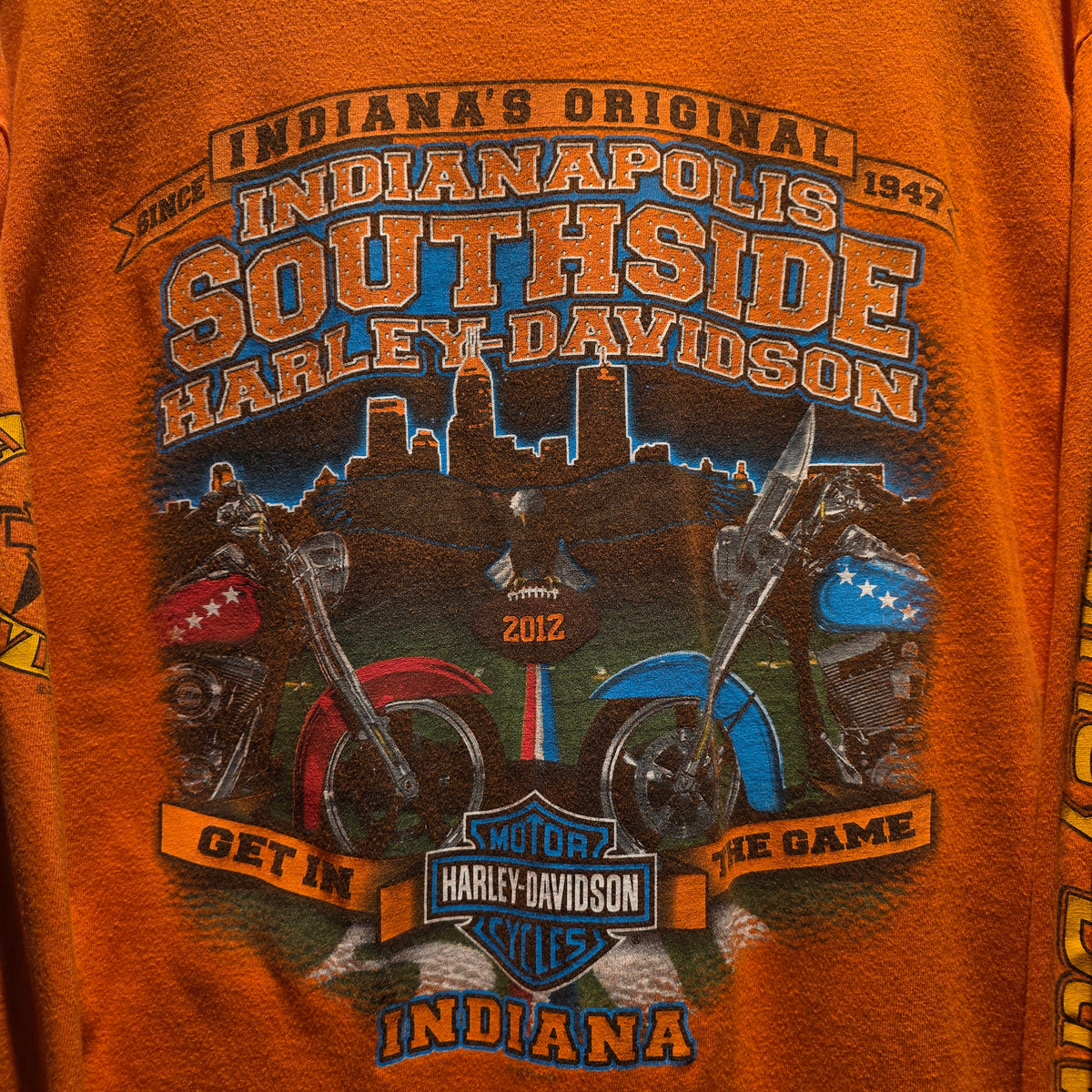 2012 Harley Davidson Orange Long Sleeve T-Shirt Indianapolis: XL