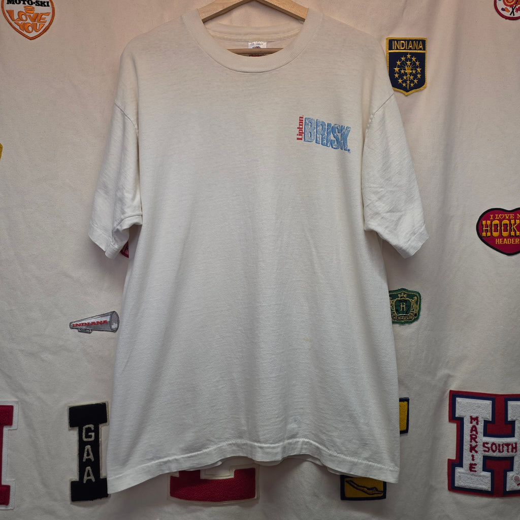 VTG Lipton Brisk Iced Tea Single Stitch T-Shirt Double-Sided: XL
