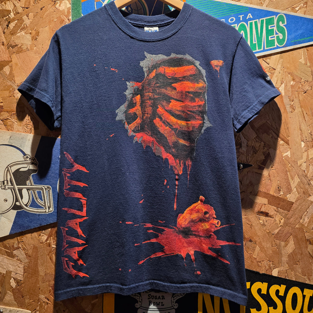 2011 Mortal Kombat Finish Him Fatility Double-Sided Navy T-Shirt: Small