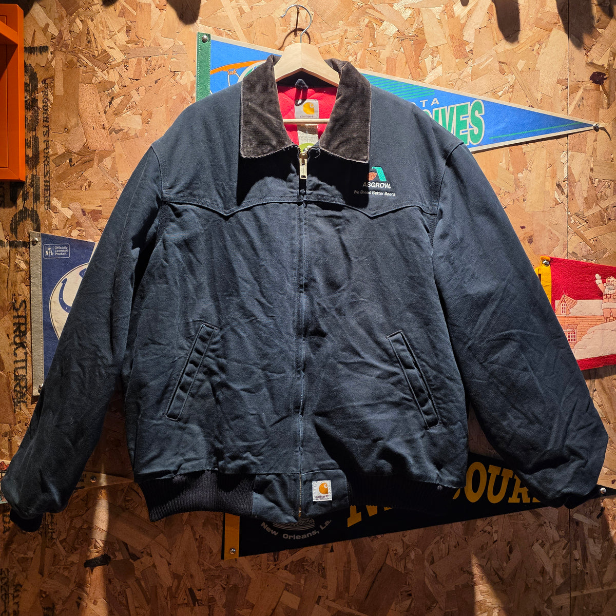 VTG Y2K Carhartt Duck J13 Santa Fe Jacket Red Quilted Embroidered: XL