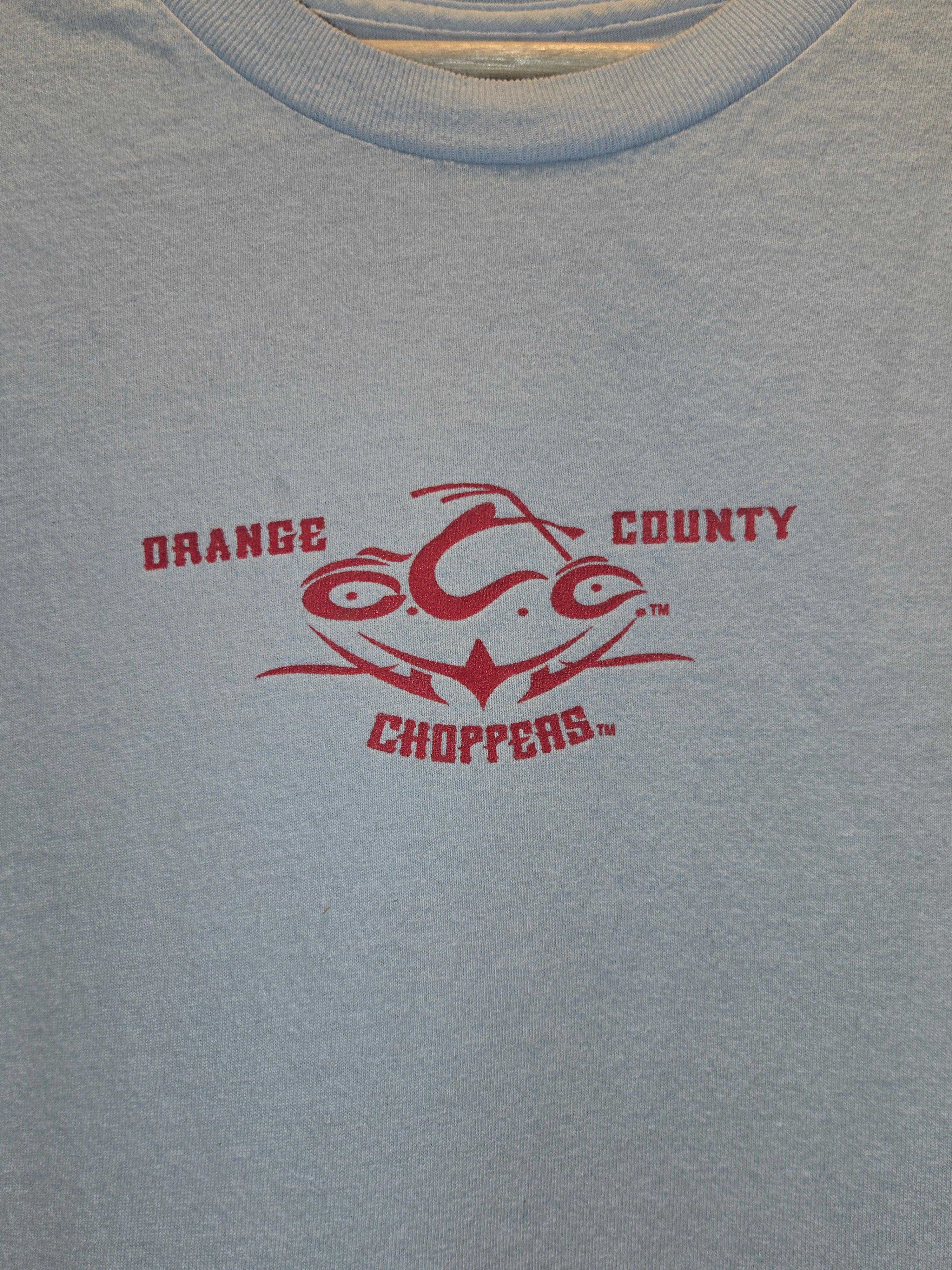 VTG 2004 Orange County Choppers Light Blue Graphic T-Shirt Sz XL