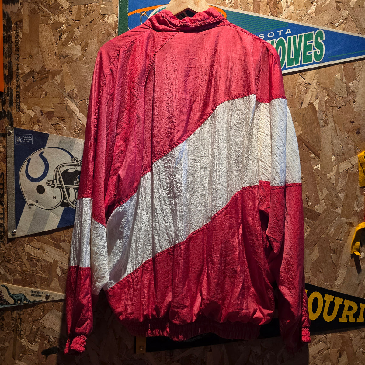 VTG Red Oak Indiana Hoosiers Striped Windbreaker: Large