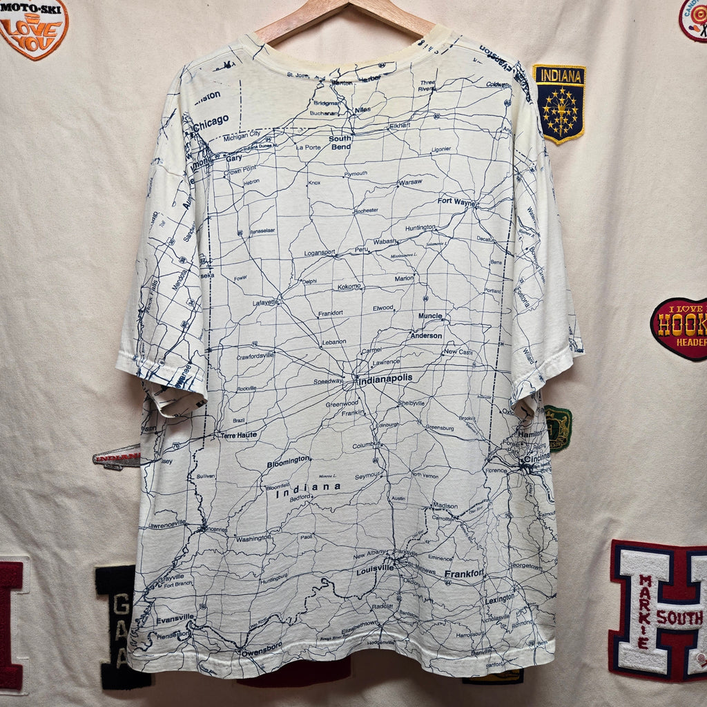 VTG Map AOP Indiana Graphic T-Shirt Tee Jays: XL