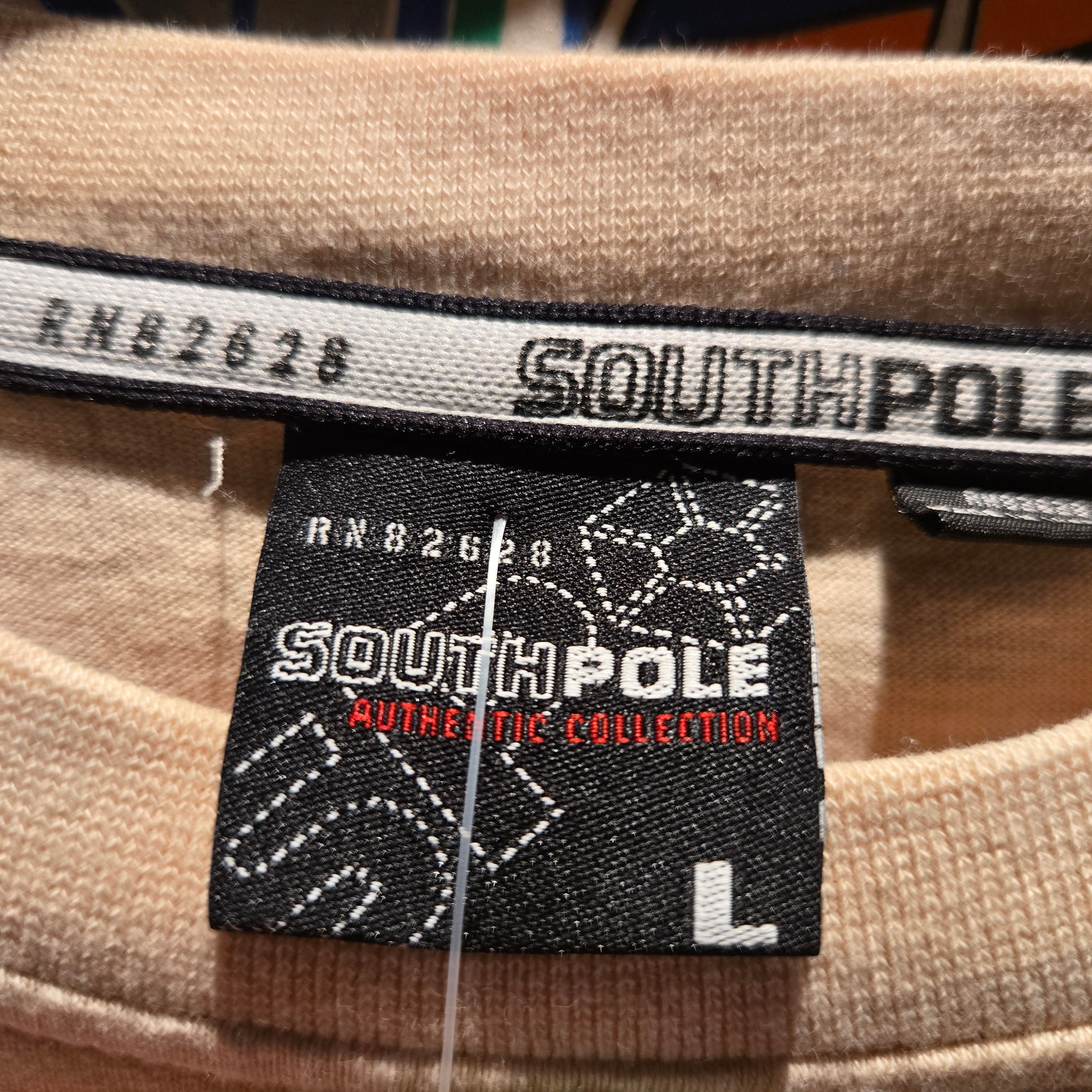 VTG South Pole Authentic Collection Beige Embroidered Print: Large