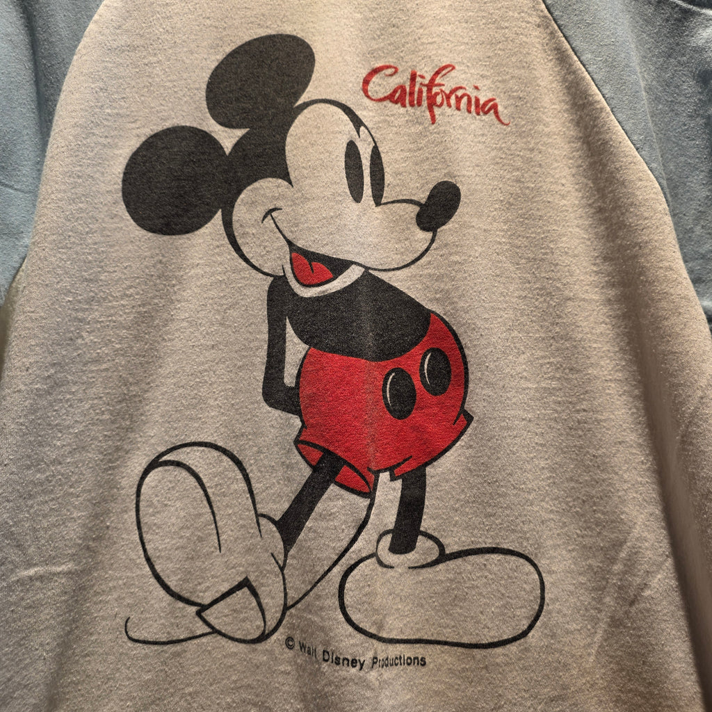 VTG 80'S Mickey Mouse California Disney Land Raglan T-Shirt: Medium