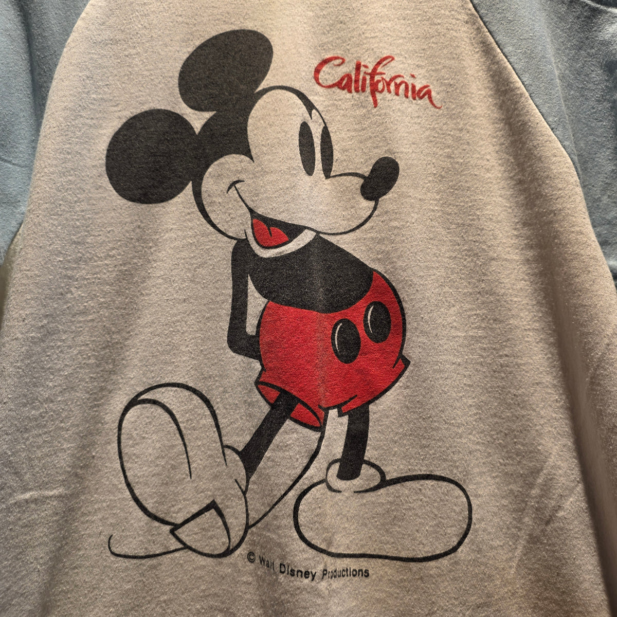 VTG 80'S Mickey Mouse California Disney Land Raglan T-Shirt: Medium