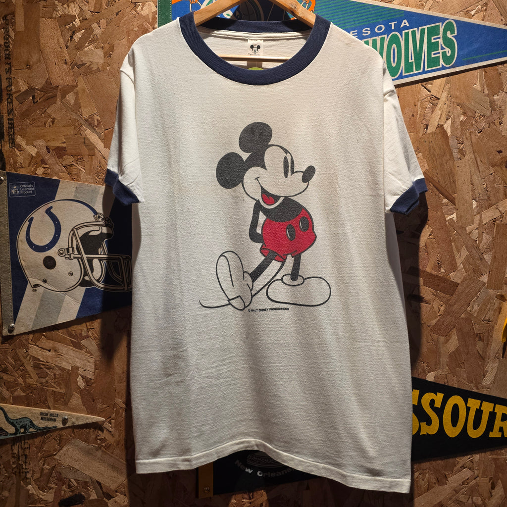 VTG 70s Mickey Mouse Walt Disney Productions Ringer T-Shirt: XL