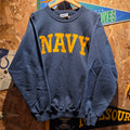 VTG Y2K Hanes Ultimate Cotton Navy Military Sweatshirt: Medium