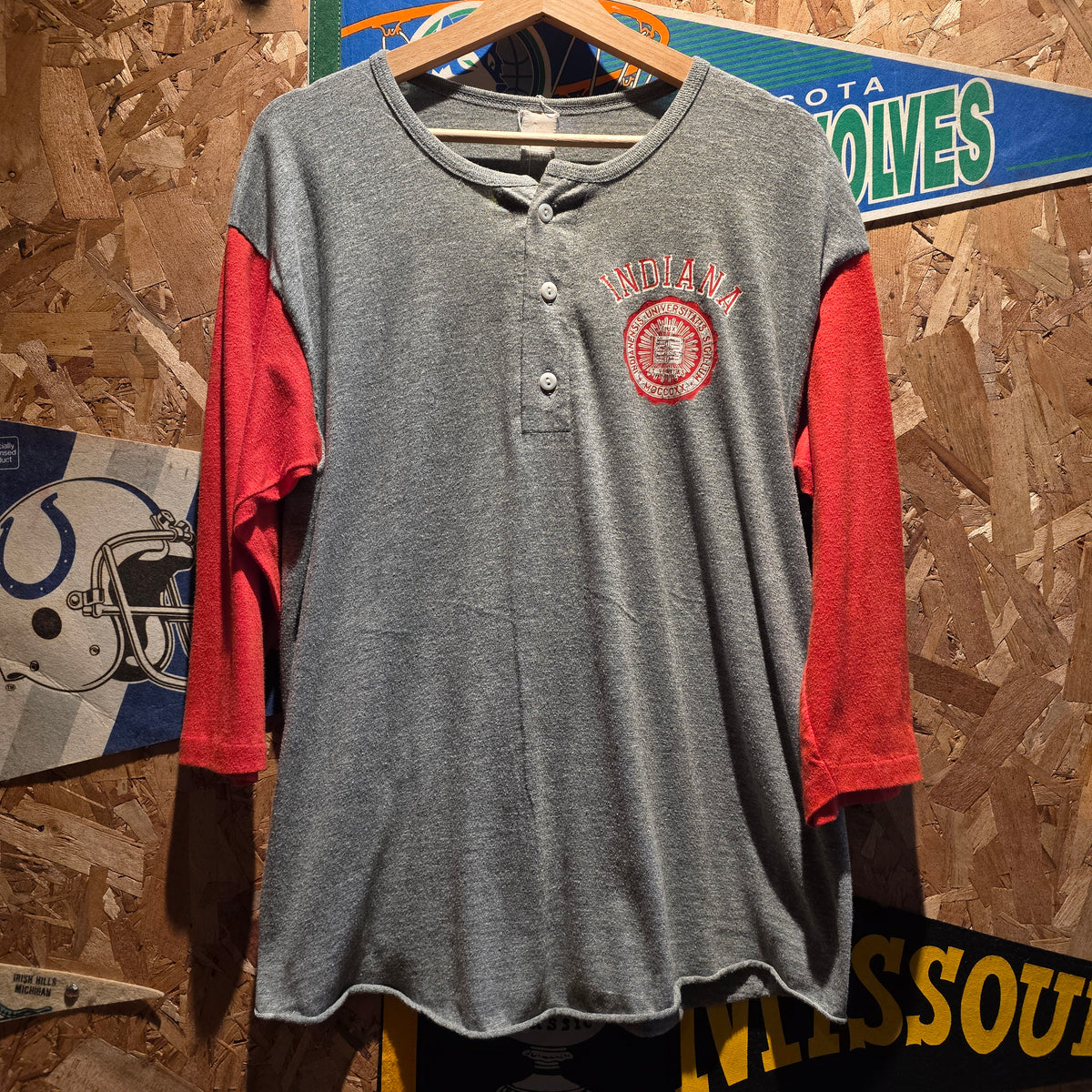 VTG 80's Indiana University Hoosiers Gray/Red Polo: XL