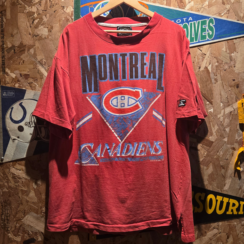 VTG 1992 Montreal Canadiens NHL Hockey Single Stitch T-Shirt: XL