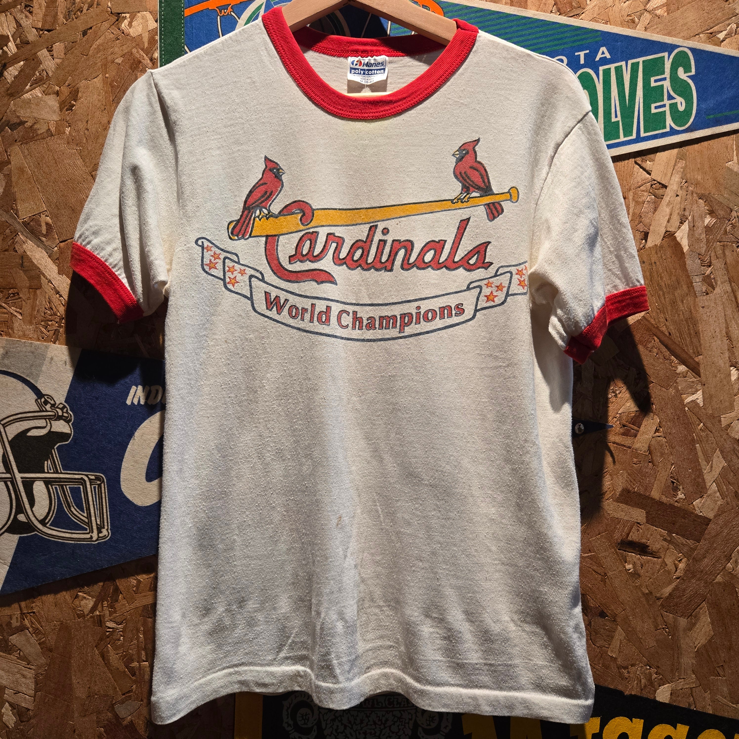 VTG 80's St. Louis Cardinals MLB World Champions Ringer T-Shirt: Medium