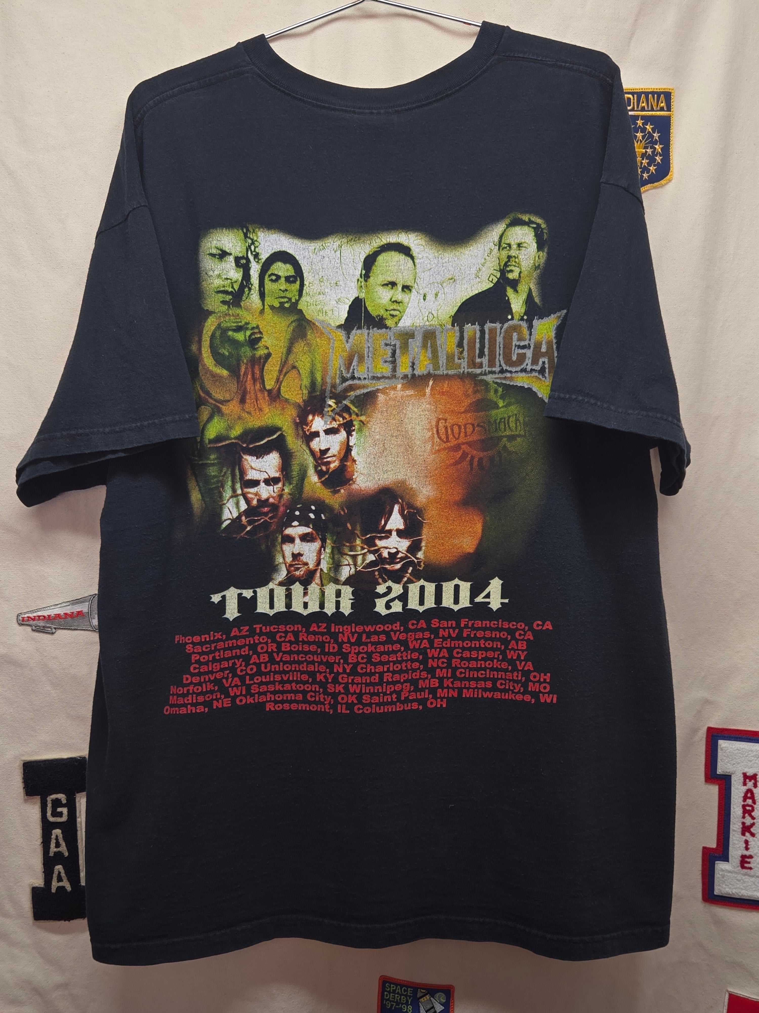 Vintage 2004 Metallica Tour Black T-Shirt W/ Godsmack: 2XL