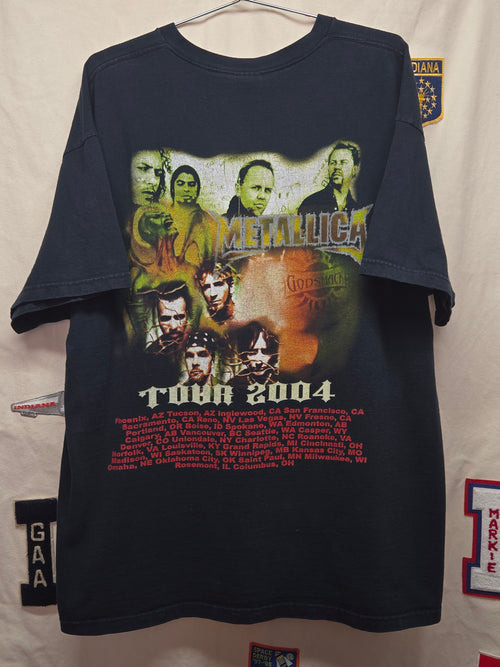 Vintage 2004 Metallica Tour Pushead Black T-Shirt Godsmack: 2XL