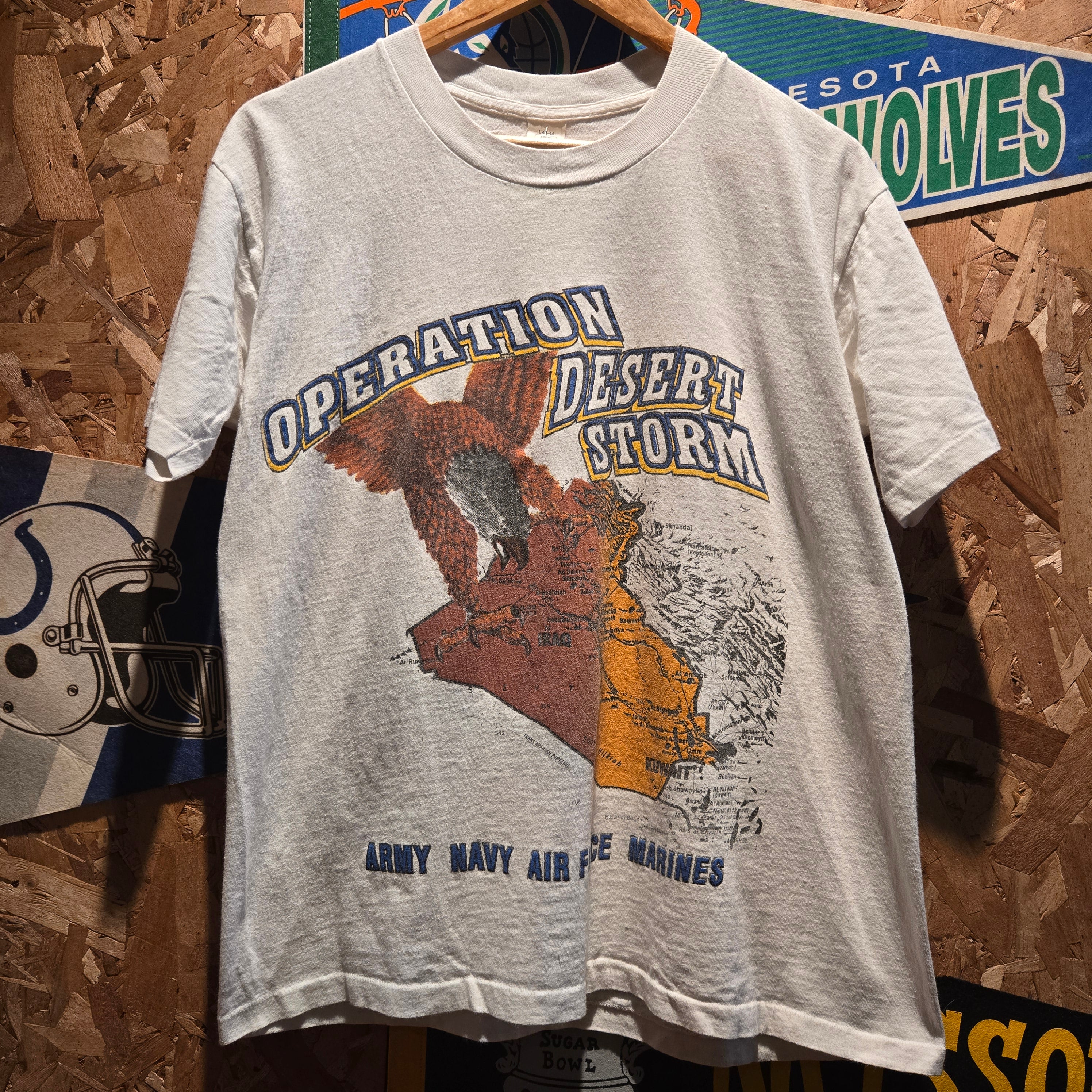 VTG Operation Desert Storm Army,Navy,Air Force,Marines Single Stitch T-Shirt: Large