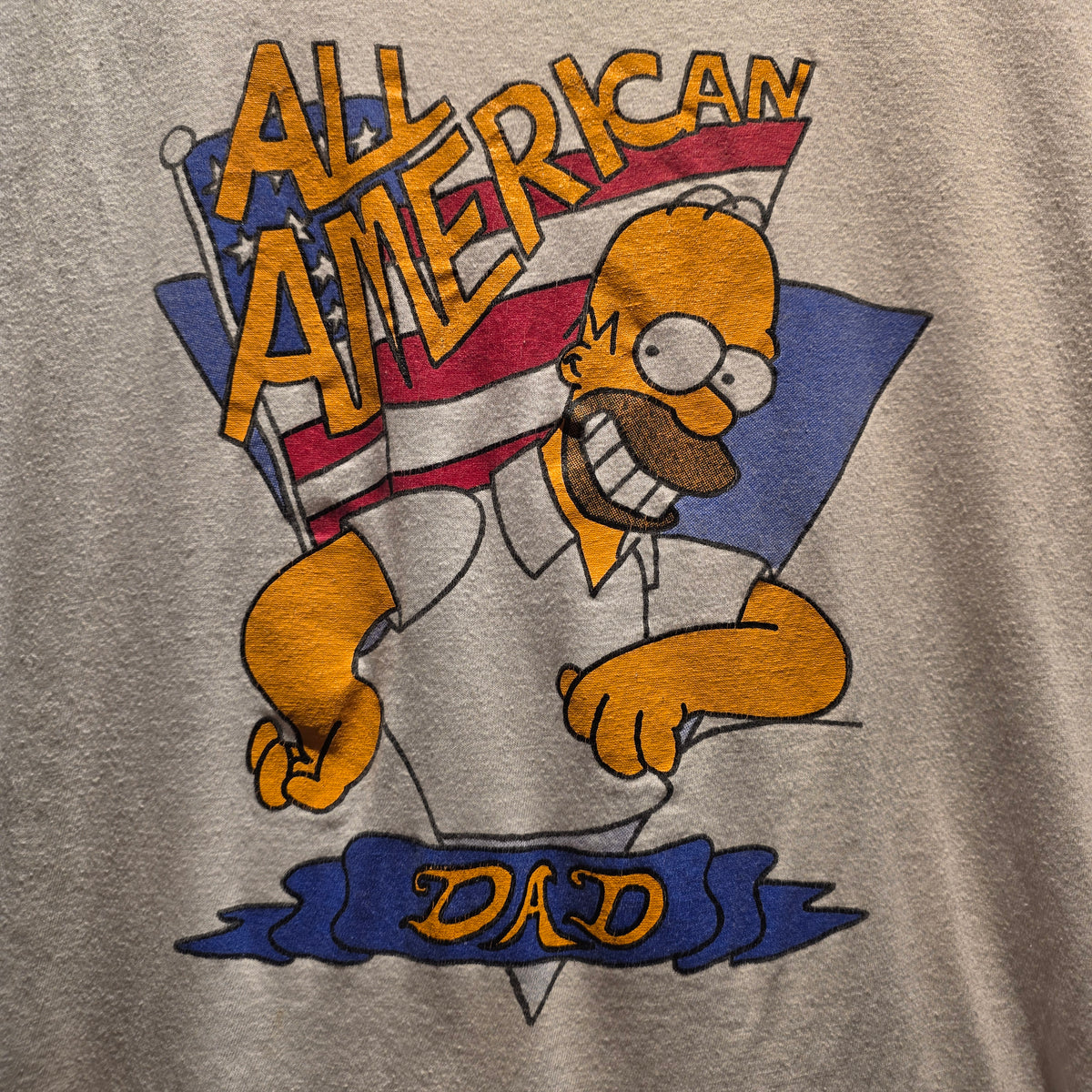 VTG 80'S Homar Simpson All American Dad The Simpsons White Graphic T-Shirt: Medium