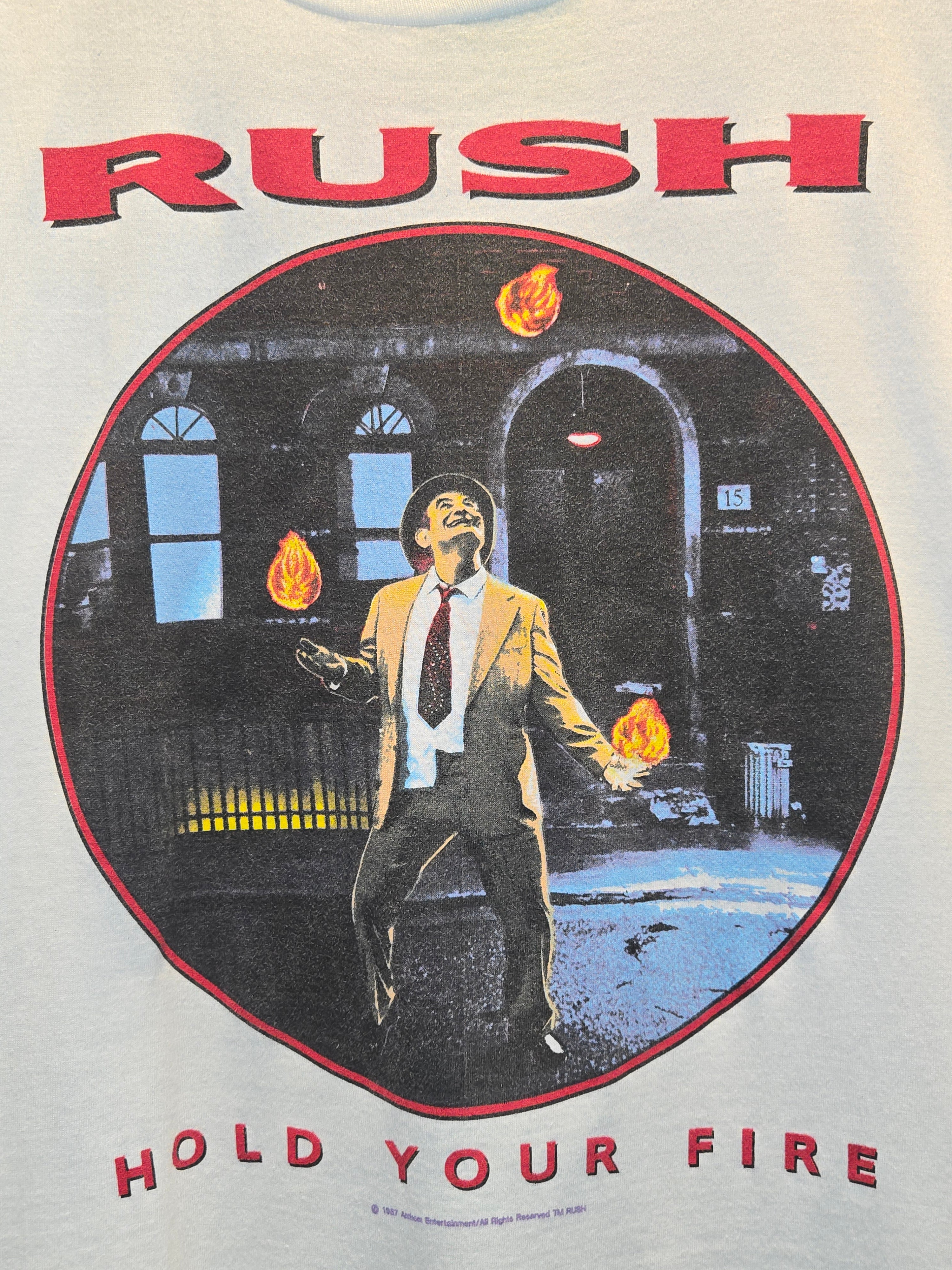 VTG 1987 Rush "Hold Your Fire" White T-Shirt :Large Single Stitch