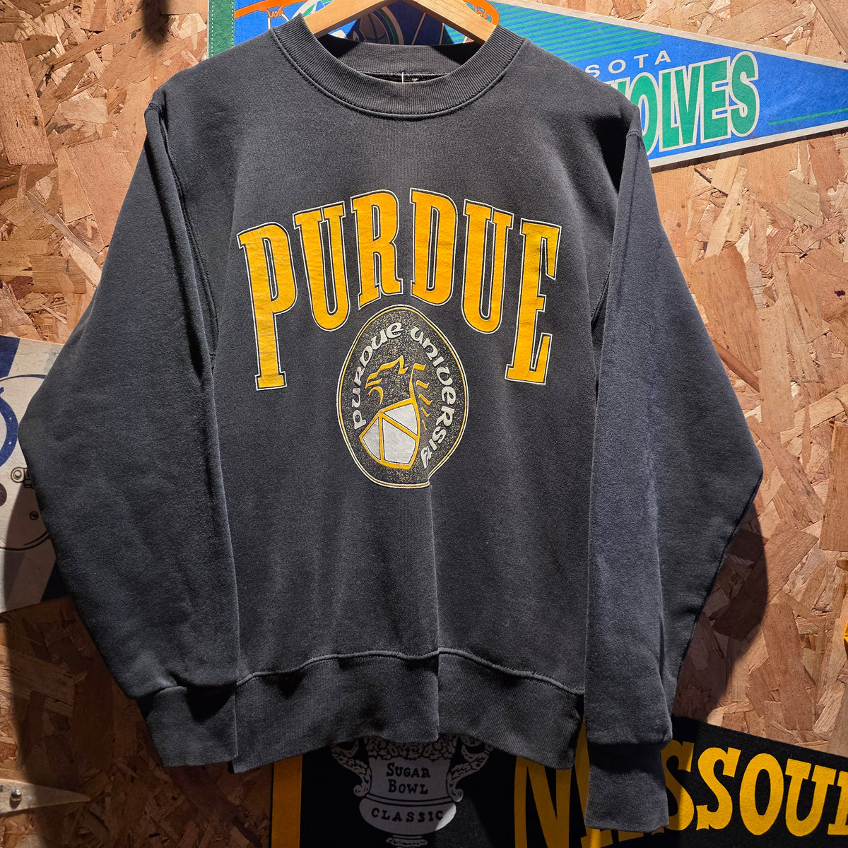 VTG 90's Purdue University Boilermakers Black Sweatshirt: Small