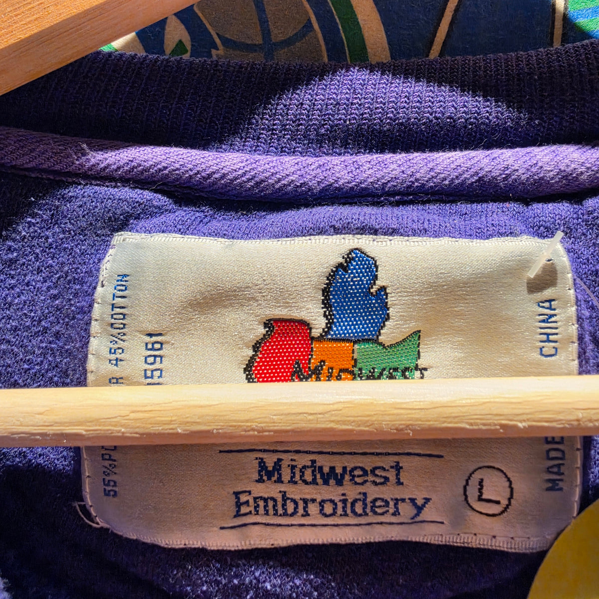 VTG University Of Evansville Aces Purple Sweatshirt Midwest Embroidery: Large