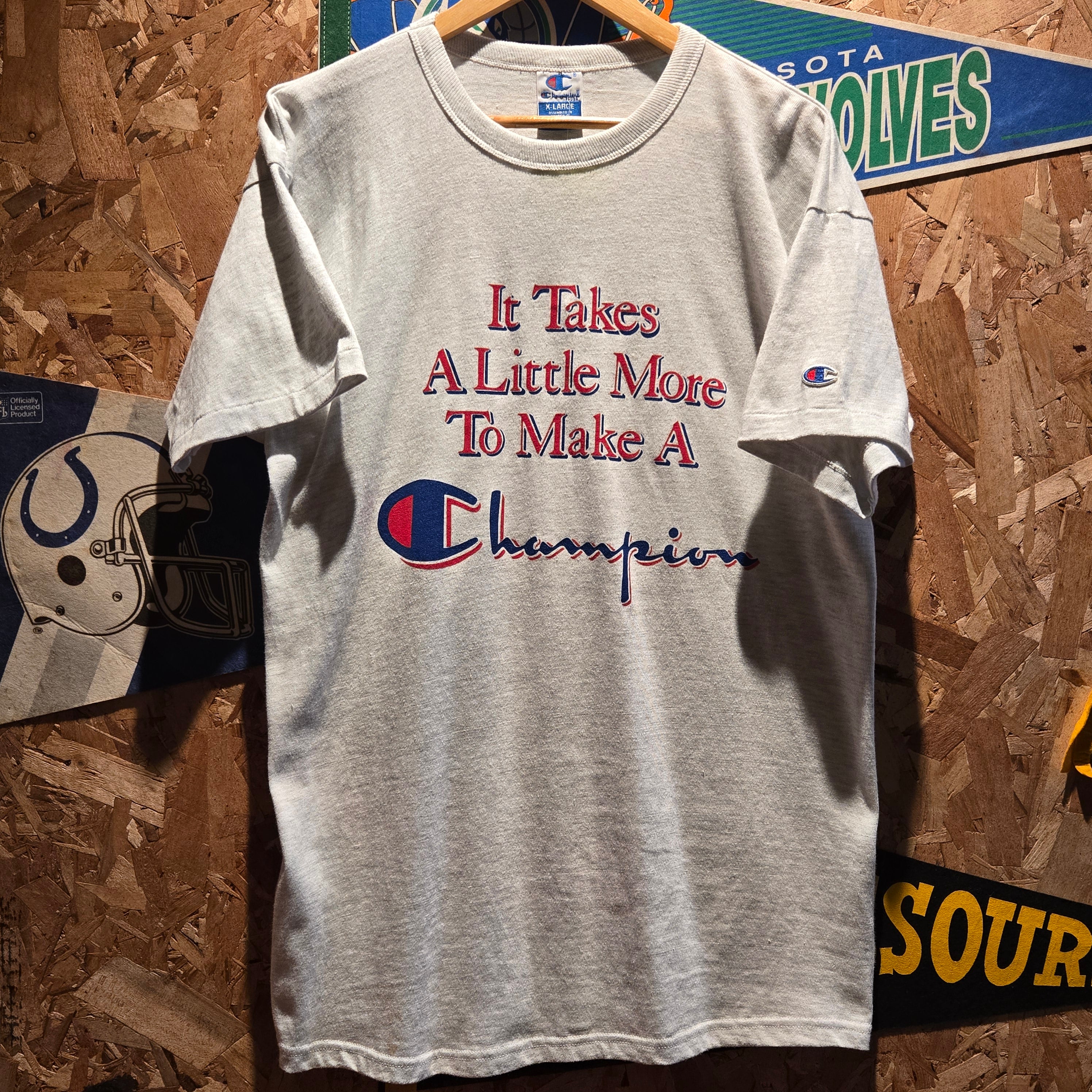 VTG 90's Champion "It Takes A Little More To Make A Champion" Graphic T-Shirt: XL