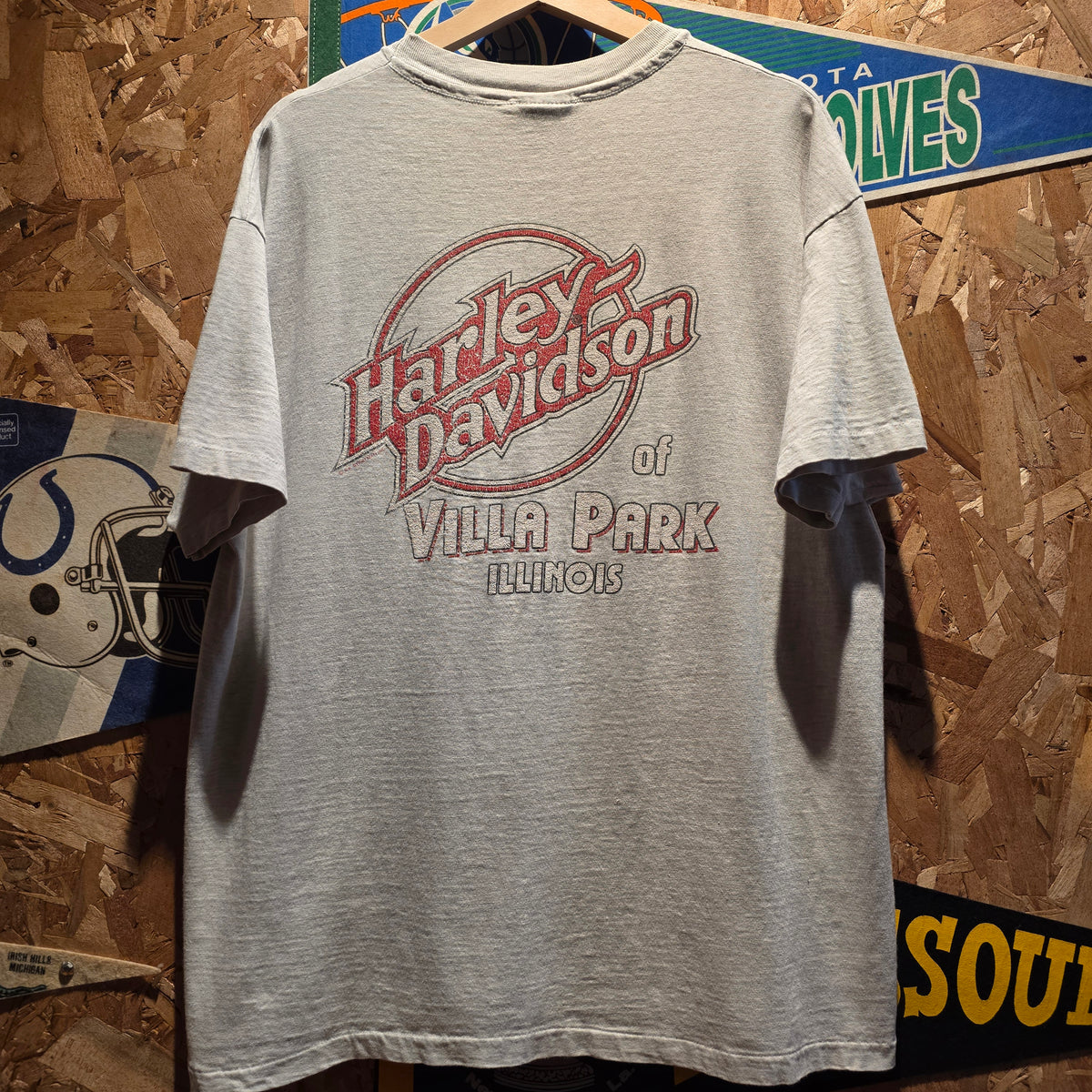 VTG 1993 Harley Davidson Single Stitch Grey Villa Park Illinois T-shirt: XL