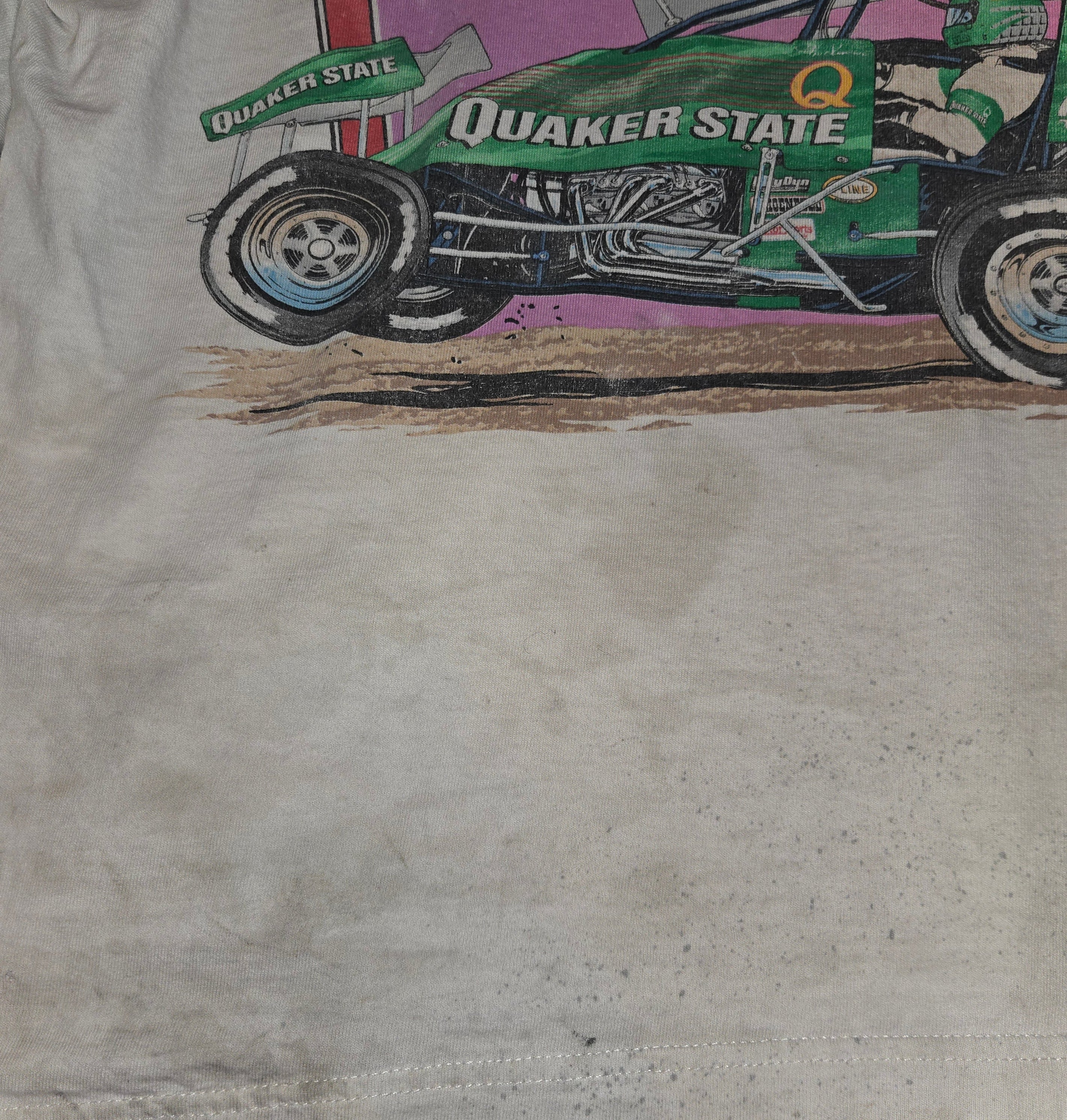 VTG 1998 Steve Kinser AOP Spellout Distressed T-Shirt: XL