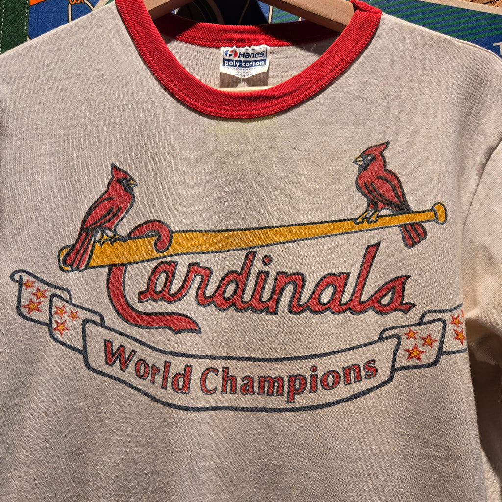 VTG 80's St. Louis Cardinals MLB World Champions Ringer T-Shirt: Medium