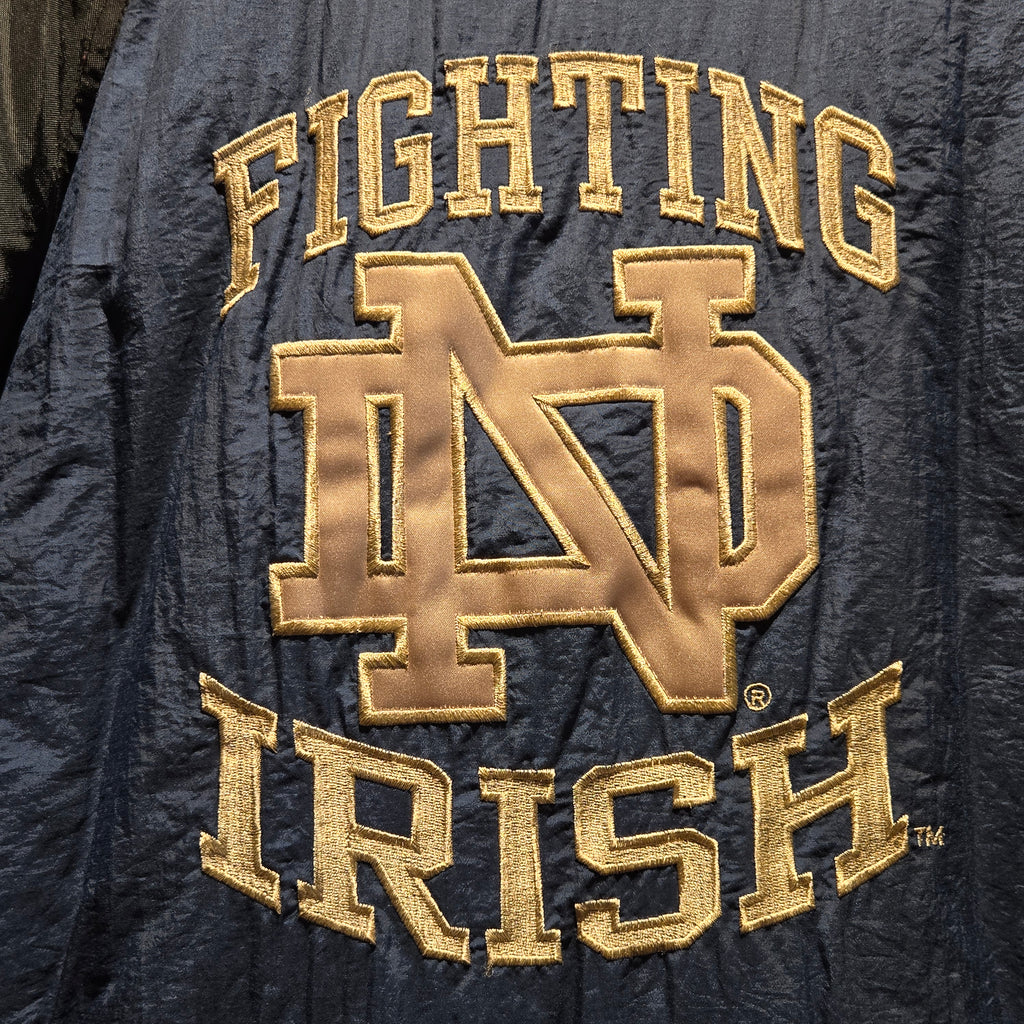 VTG Starter Notre Dame Puffer Jacket Half Zip, Button: Large