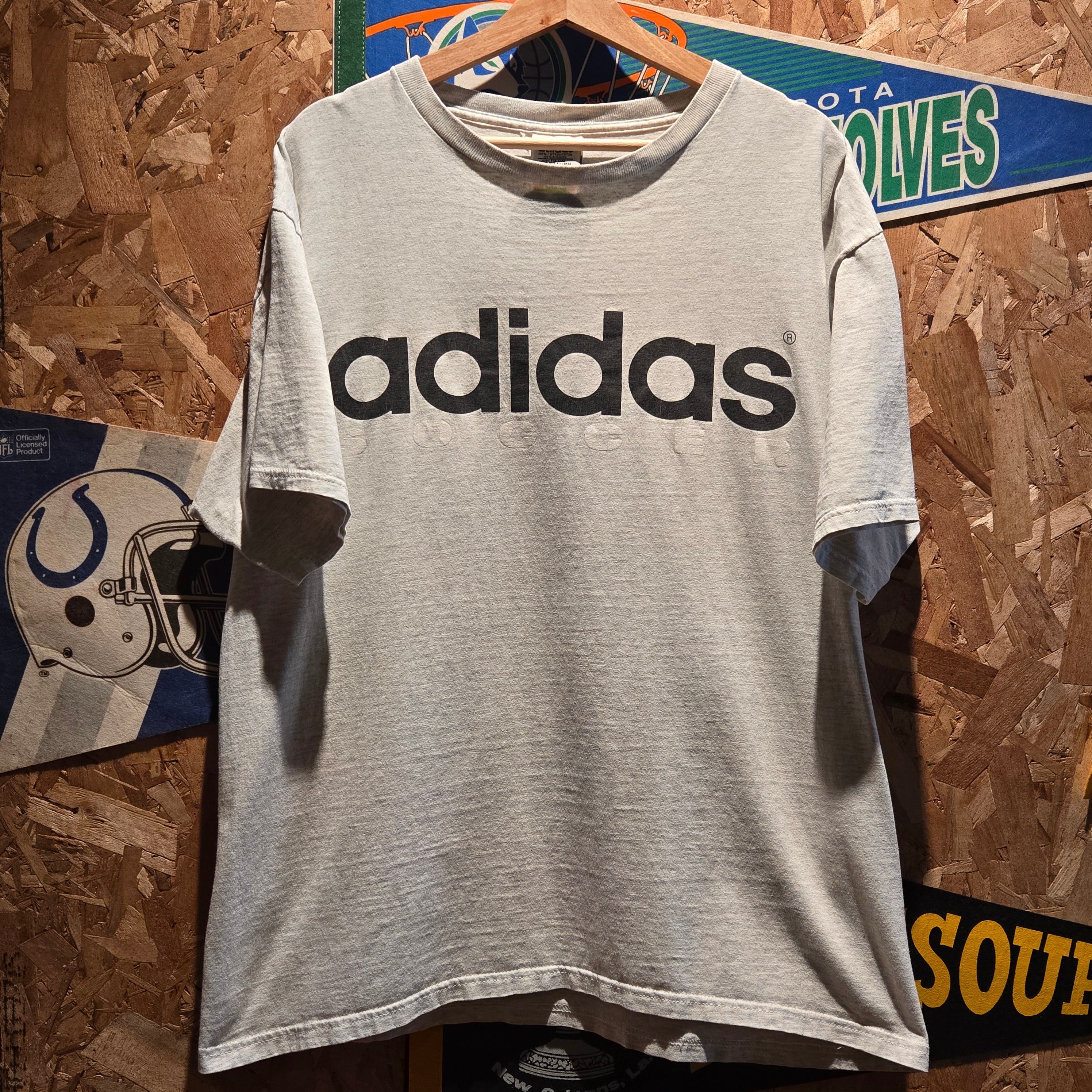 VTG Adidas Soccer Graphic Made In USA T-Shirt Spellout: Large