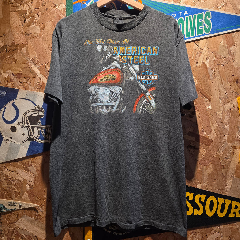 VTG 80's 3D Emblem One Hot Piece Of American Steel Harley Davidson T-Shirt USA: XL