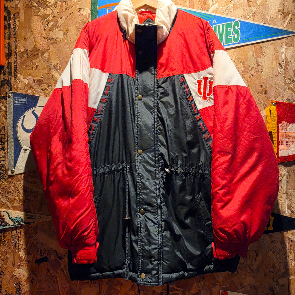 VTG Indiana Hoosiers Puffer Jacket Turbo Sportswear Spellout: Large