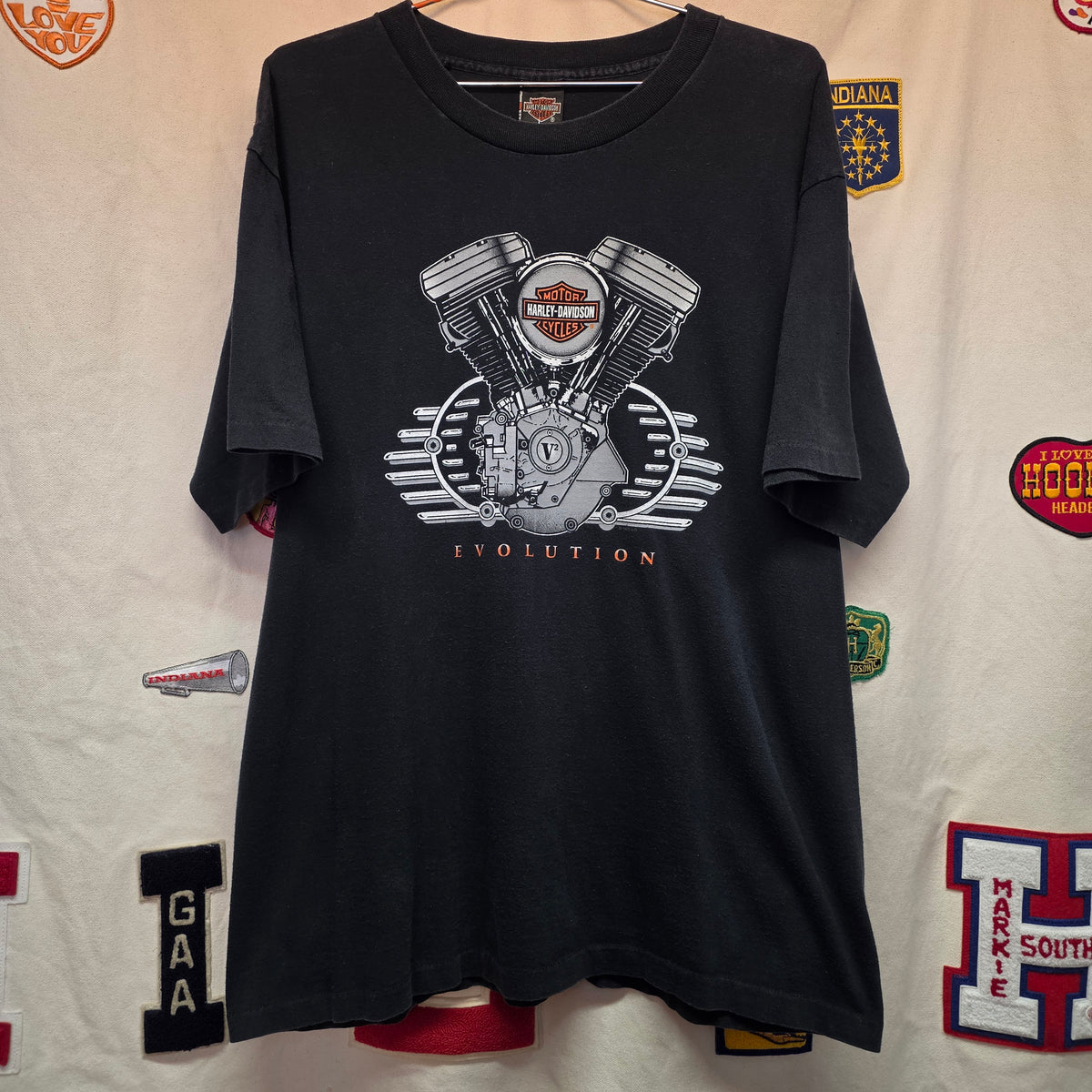VTG 1995 Harley Davidson Single Stitch Engine Evolution Black T-Shirt: XL