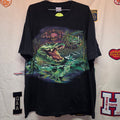VTG Aligator Crocodile Swamp Black T-Shirt Double Sided Single Stitch: 2XL
