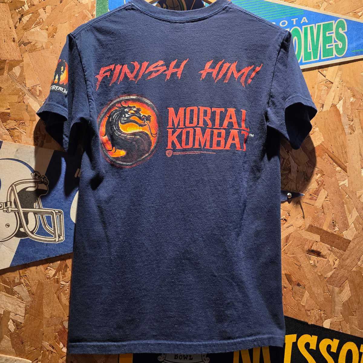 2011 Mortal Kombat Finish Him Fatility Double-Sided Navy T-Shirt: Small