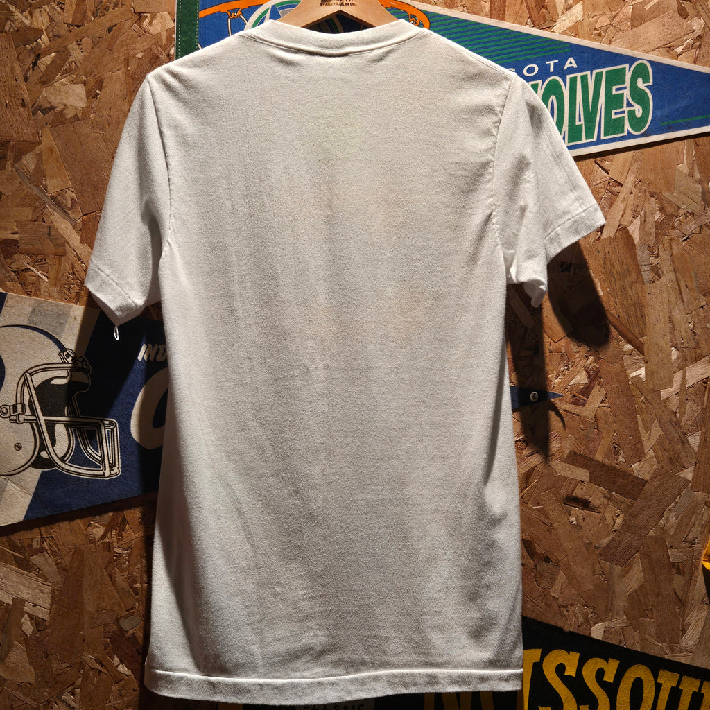 VTG Batman Signal Changes Tag White T-Shirt Single Stitch: Small