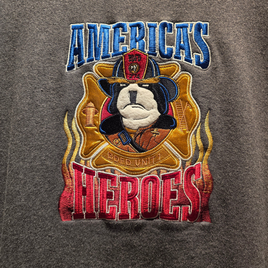 VTG Big Dogs America's Heroes BDFD Firefighter Grey Sweatshirt: Large