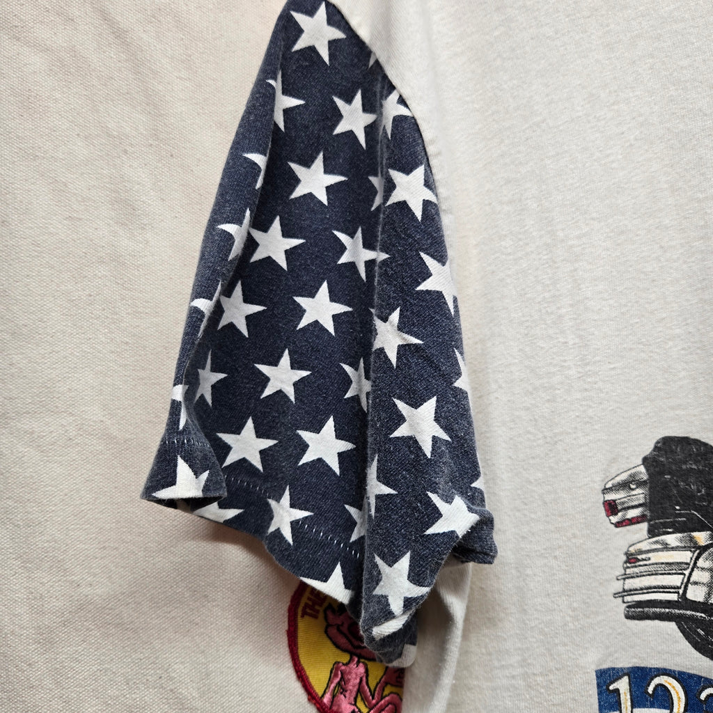 VTG 90's Harley Davidson St. Louis Missouri Arch American Flag Sleeves: Large