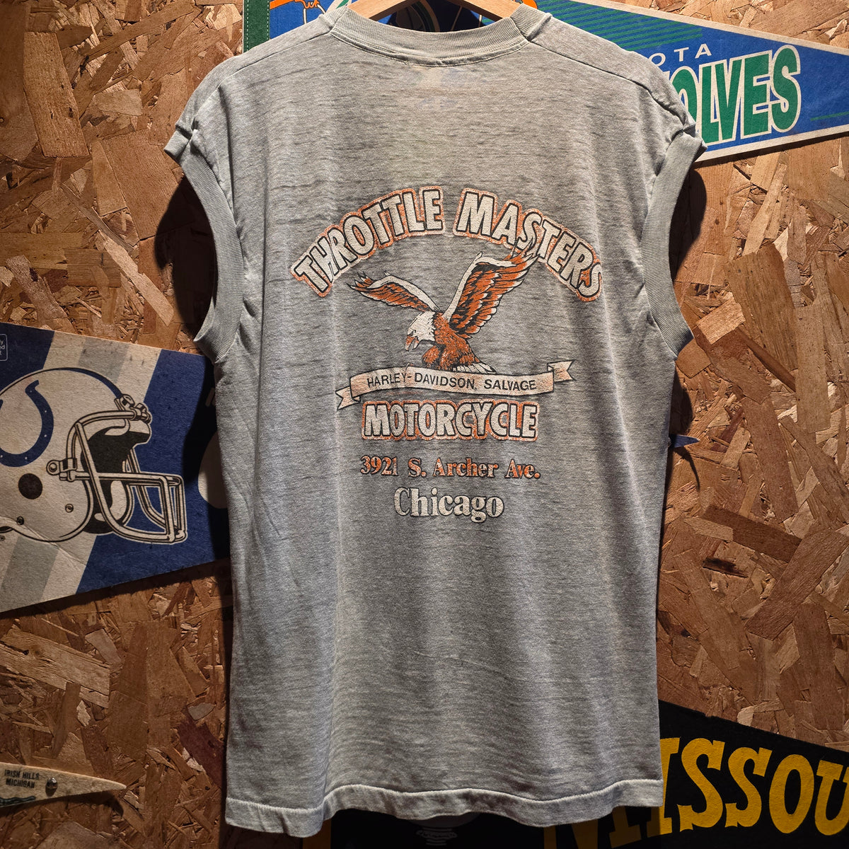 VTG 1986 Harley Davidson Milwaukee Iron Eagle Cut-Off T-Shirt Gray Biker: XL