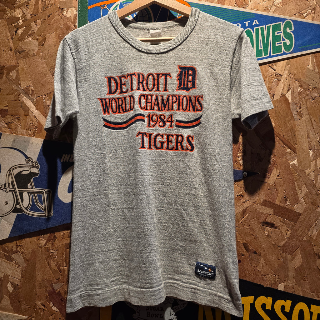 VTG 1984 Detroit Tigers World Champions Gray T-Shirt: Small