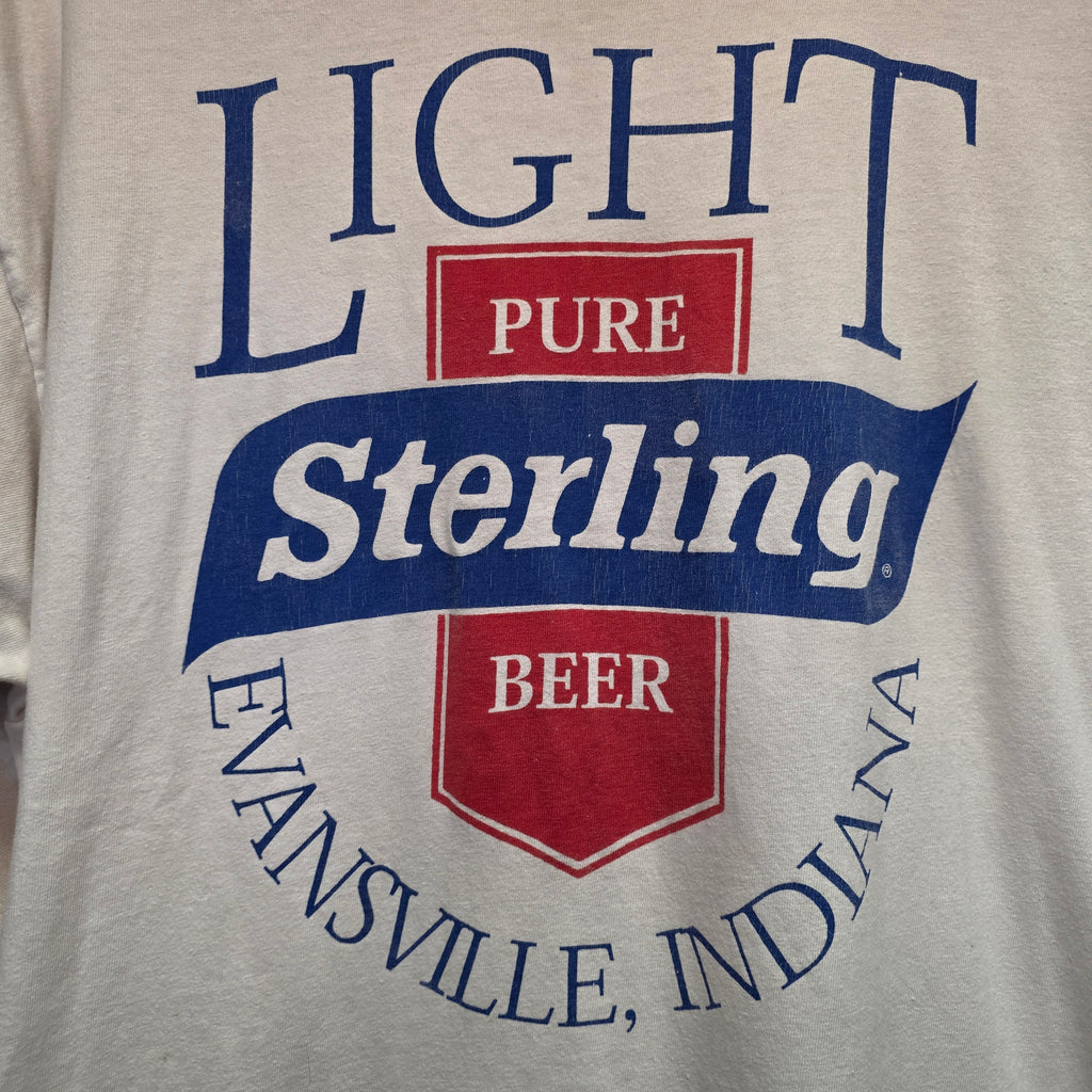 VTG 90's Sterling Light Pure Beer Graphic T-Shirt Evansville Indiana: XL