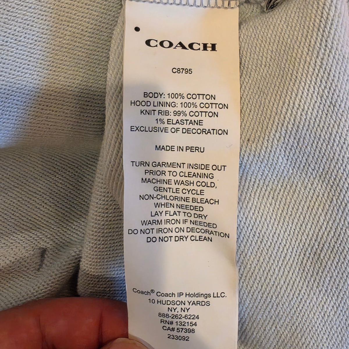 Coach Men’s Gray Signature Logo Pullover Hoodie Cotton Fleece Pockets: Medium