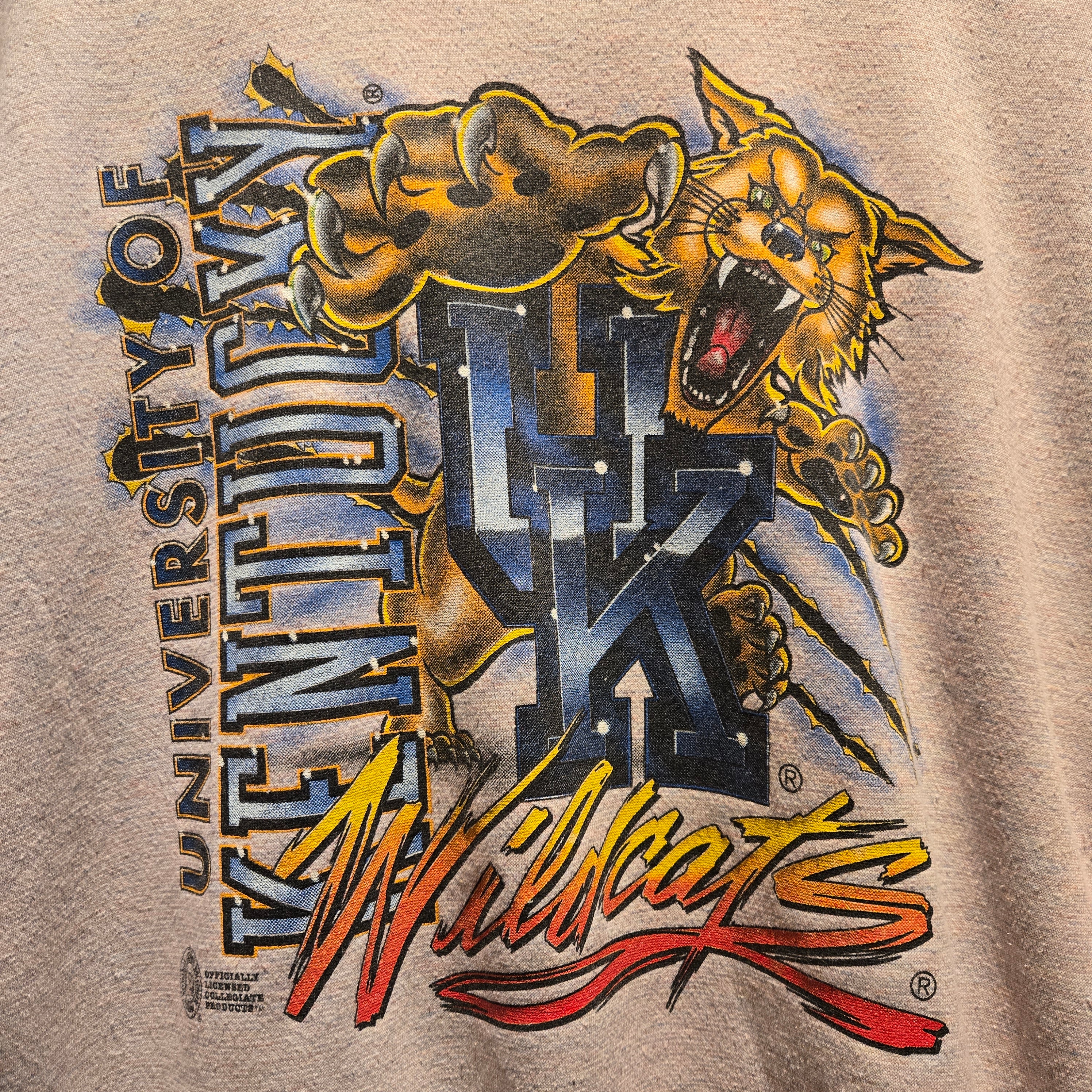 VTG University Of Kentucky Wildcats Crazy Color Sweatshirt Banned Logo: Large