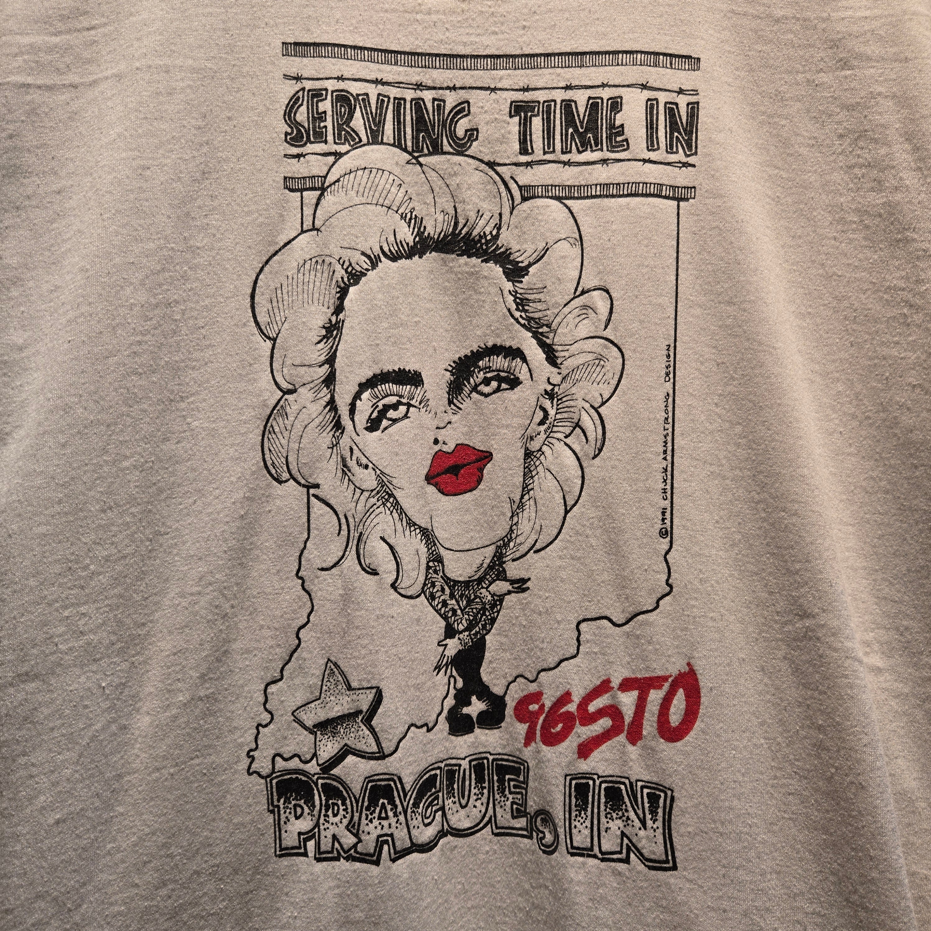 VTG 1991 Madonna A League Of Their Own Illustration By Chuck Armstrong White Graphic T-Shirt: Large