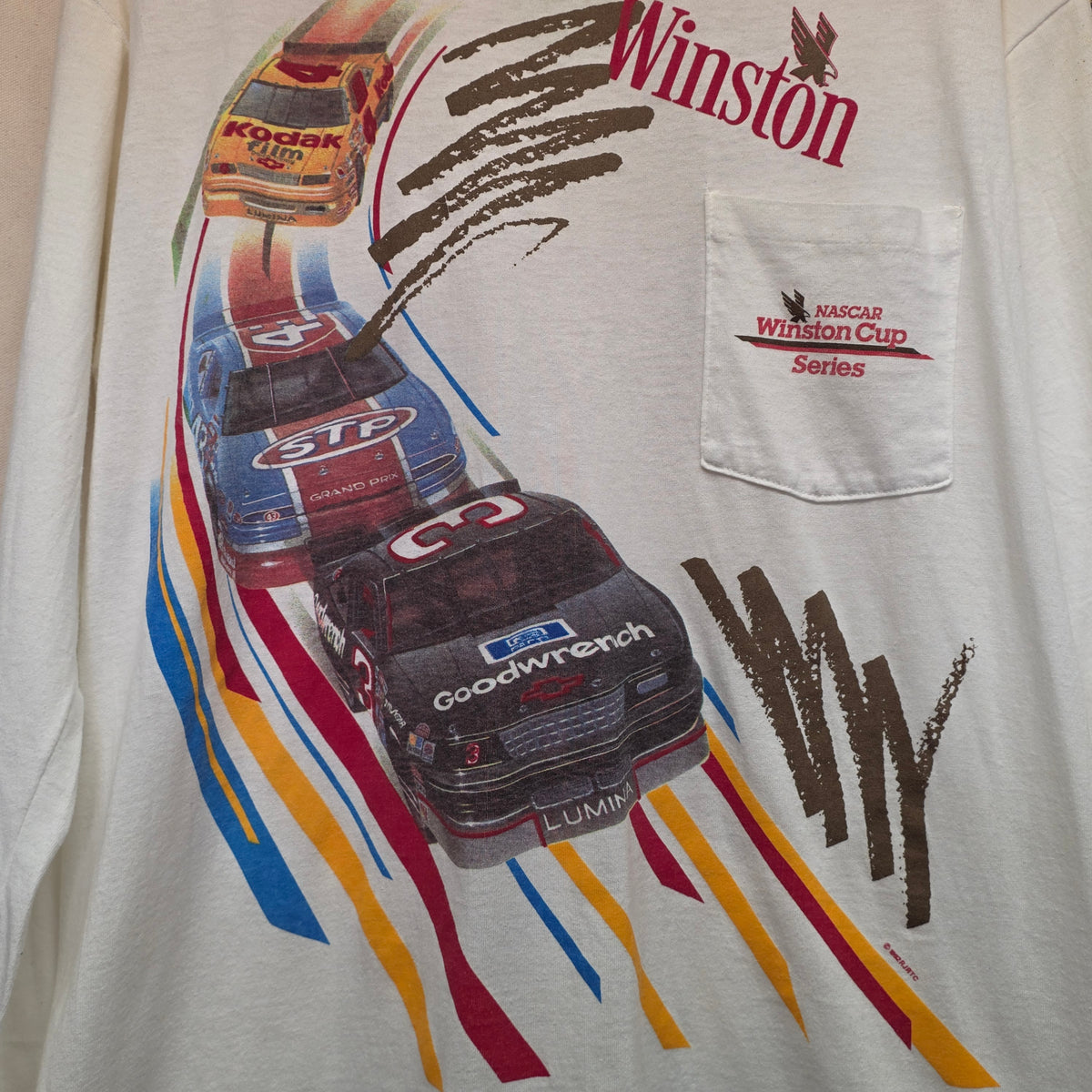 VTG Nascar Winston Cup Pocket Long Sleeve Double Sided T-Shirt: XL