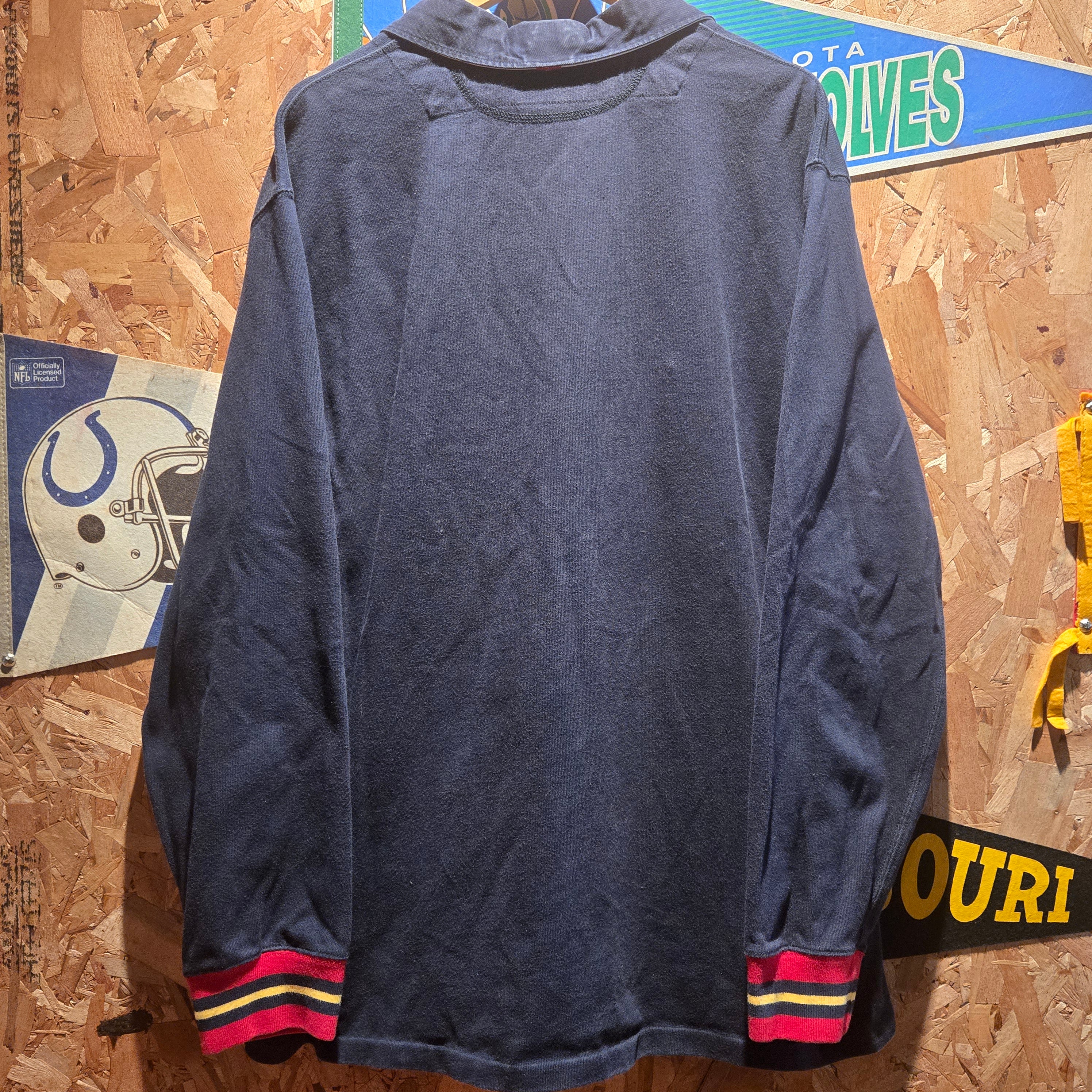 VTG Polo Ralph Lauren Shirt Mens VTG Patches Crest Navy Long Sleeve Rugby: XXL