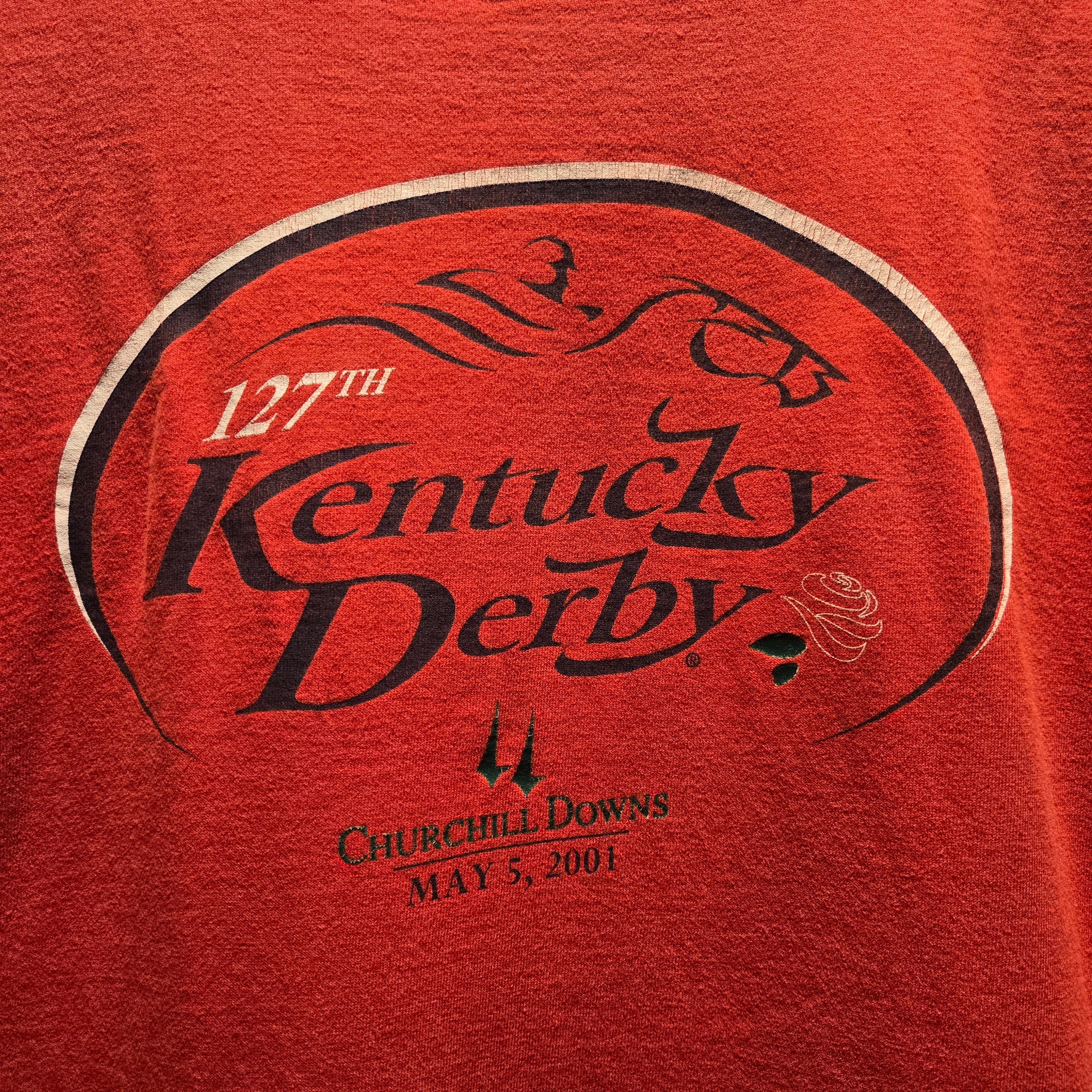 VTG 2001 Kentucky Derby Churchill Downs Red Graphic T-Shirt: XL
