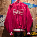 VTG Budweiser Men's Red Satin Bomber Jacket 80s Varsity Nylon: Medium