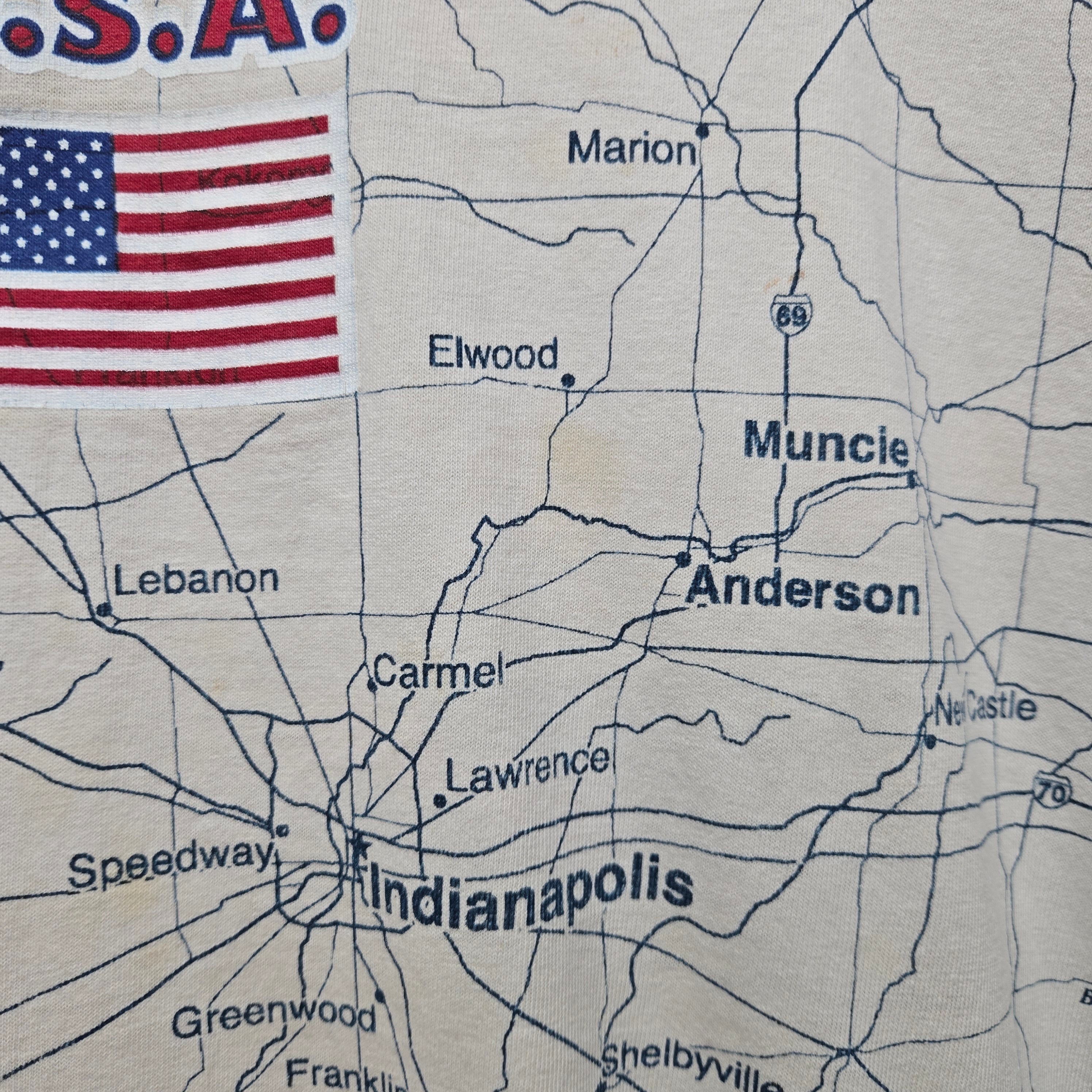 VTG Map AOP Indiana Graphic T-Shirt Tee Jays: XL